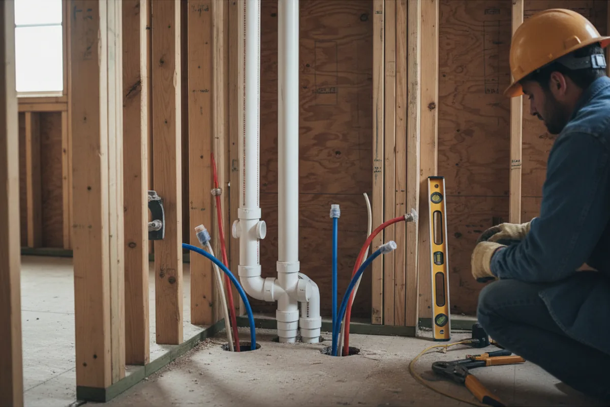 Drain and supply rough-in during Toilet Repair and Installation in Cedar Grove